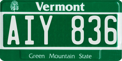 VT license plate AIY836