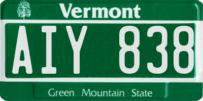 VT license plate AIY838