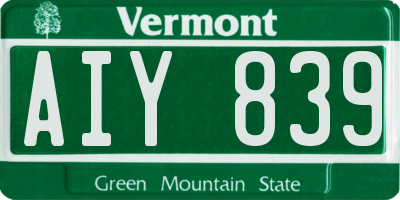 VT license plate AIY839