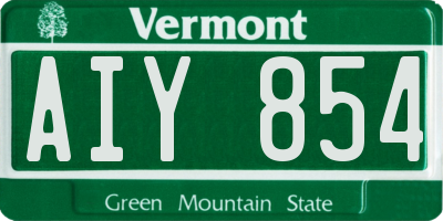 VT license plate AIY854