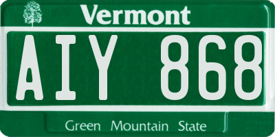 VT license plate AIY868