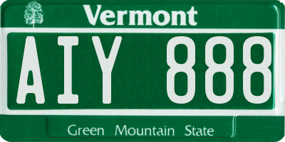 VT license plate AIY888