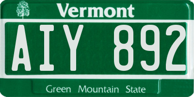 VT license plate AIY892