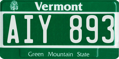 VT license plate AIY893