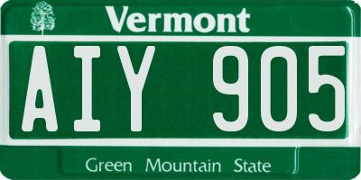 VT license plate AIY905