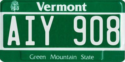 VT license plate AIY908