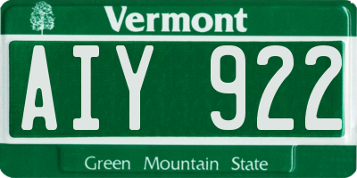 VT license plate AIY922