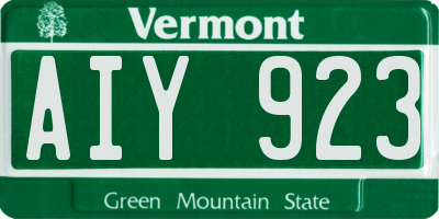 VT license plate AIY923