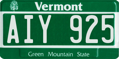 VT license plate AIY925