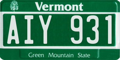 VT license plate AIY931