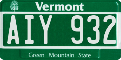 VT license plate AIY932