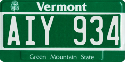 VT license plate AIY934