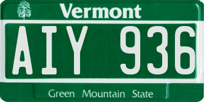 VT license plate AIY936