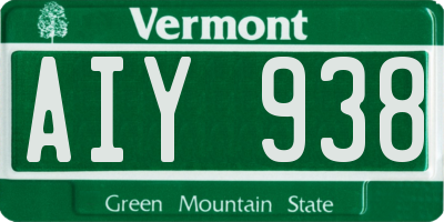 VT license plate AIY938