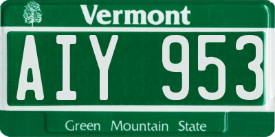 VT license plate AIY953