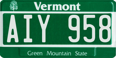 VT license plate AIY958
