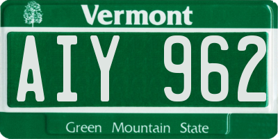 VT license plate AIY962