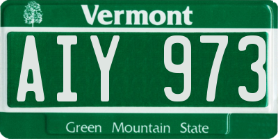VT license plate AIY973