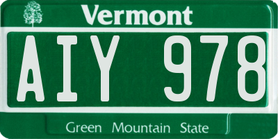 VT license plate AIY978
