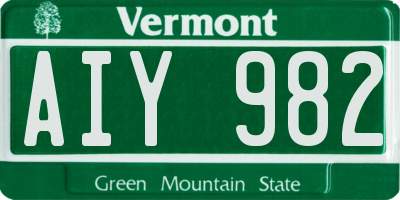VT license plate AIY982