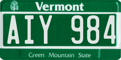 VT license plate AIY984