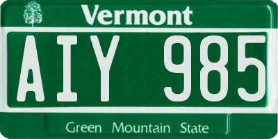 VT license plate AIY985