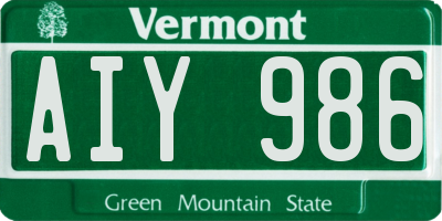 VT license plate AIY986