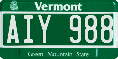 VT license plate AIY988