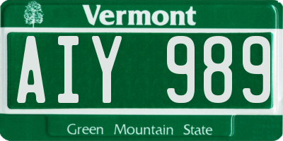 VT license plate AIY989