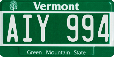 VT license plate AIY994