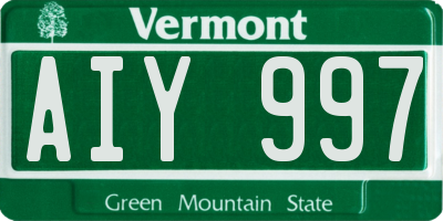 VT license plate AIY997