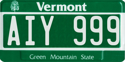 VT license plate AIY999