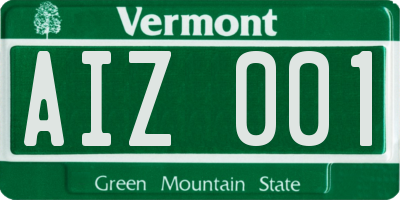 VT license plate AIZ001