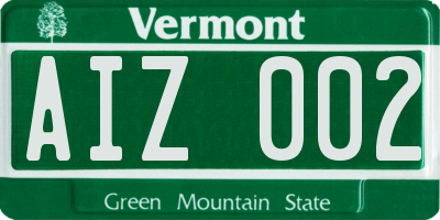 VT license plate AIZ002
