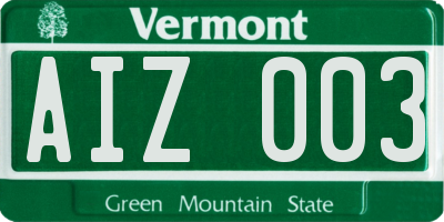 VT license plate AIZ003