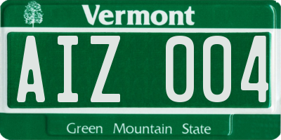 VT license plate AIZ004