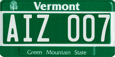 VT license plate AIZ007