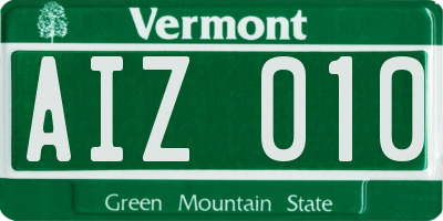 VT license plate AIZ010