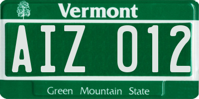 VT license plate AIZ012