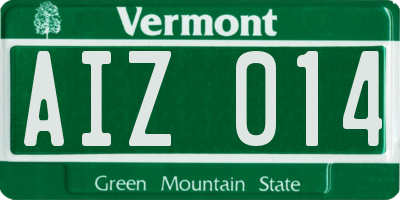 VT license plate AIZ014
