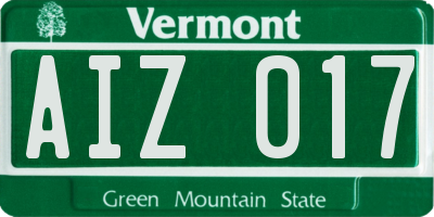 VT license plate AIZ017