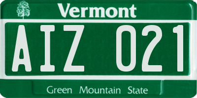 VT license plate AIZ021