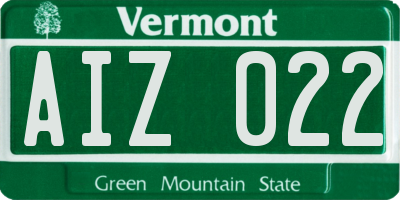 VT license plate AIZ022