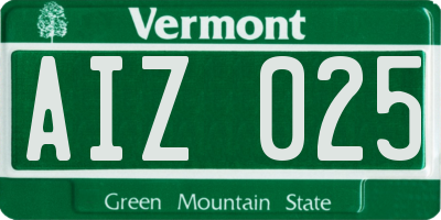 VT license plate AIZ025