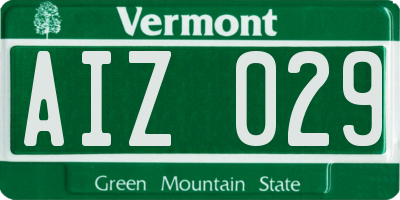 VT license plate AIZ029