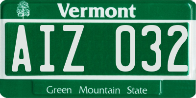 VT license plate AIZ032