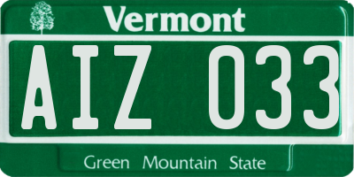 VT license plate AIZ033
