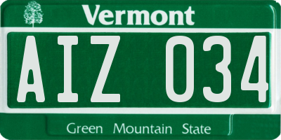 VT license plate AIZ034