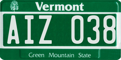 VT license plate AIZ038