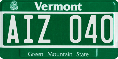 VT license plate AIZ040